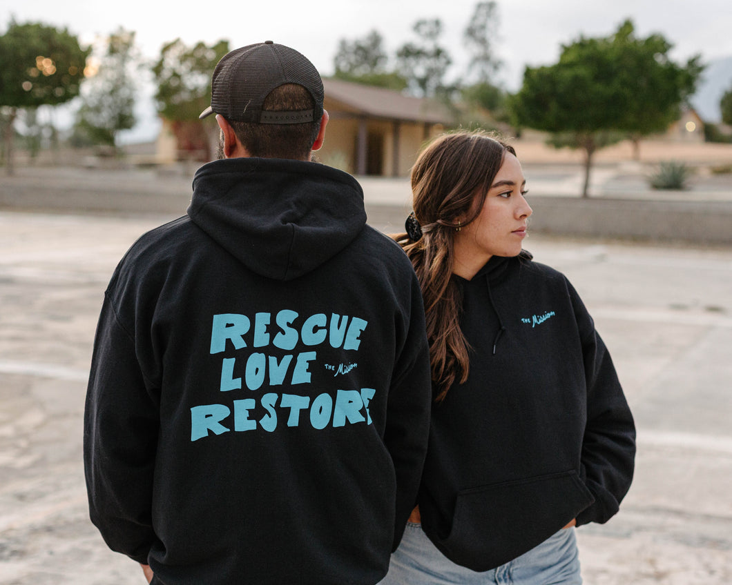 The “Rescue, Love, Restore” hoodie